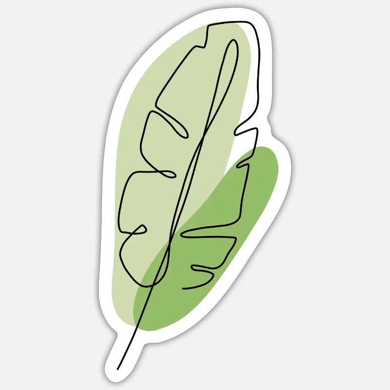 Blatt one line - Sticker Größe S (10 x 10 cm) - Mattweiß
