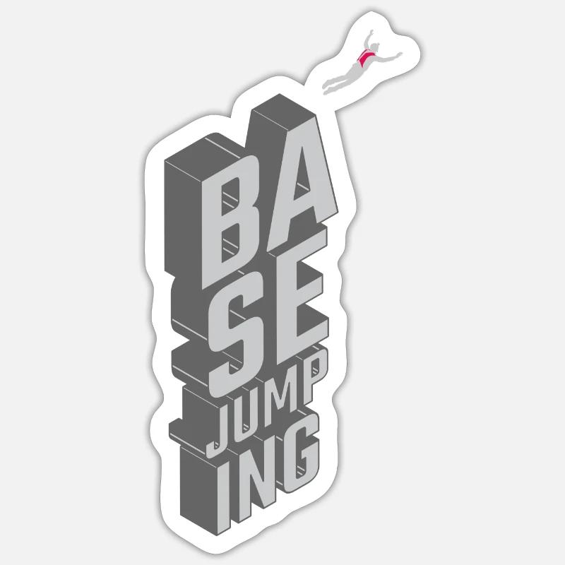 Basejumping - freier Fall - Sticker Größe S (10 x 10 cm) - Mattweiß