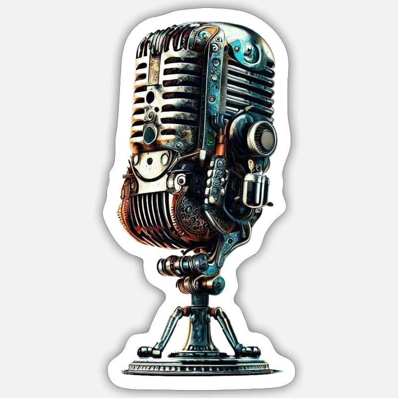 Microphone - Sticker size S (10 x 10 cm) - white matte