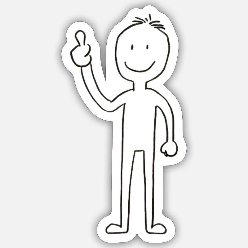 Strichmännchen mit Daumen Hoch - Sticker Größe S (10 x 10 cm) - Mattweiß