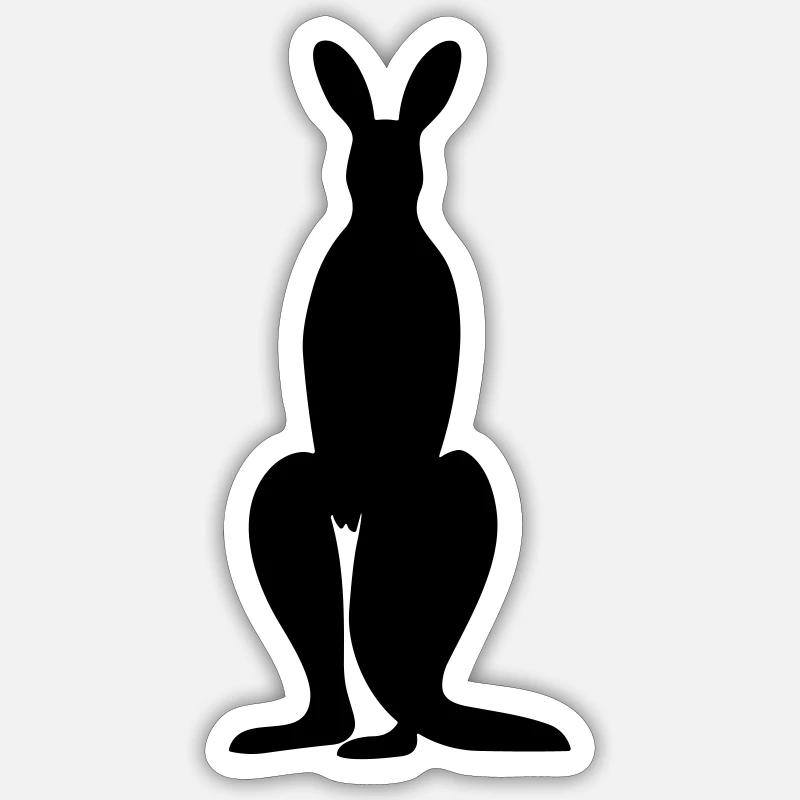 kangourou - Sticker taille S (10 x 10 cm) - blanc mat
