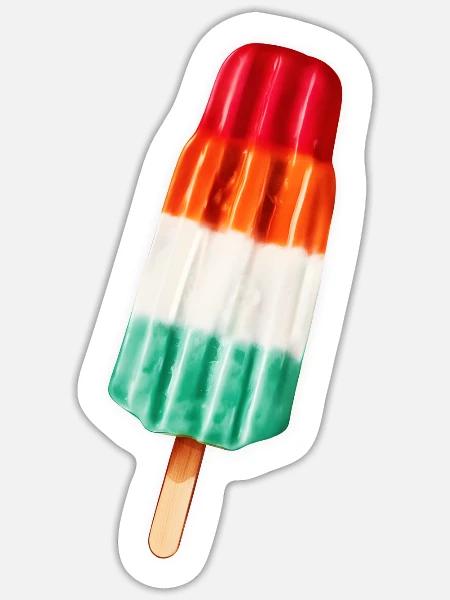 EIS AM STIEL IM BUNTEN RETRO LOOK - Sticker Größe S (10 x 10 cm) - Mattweiß