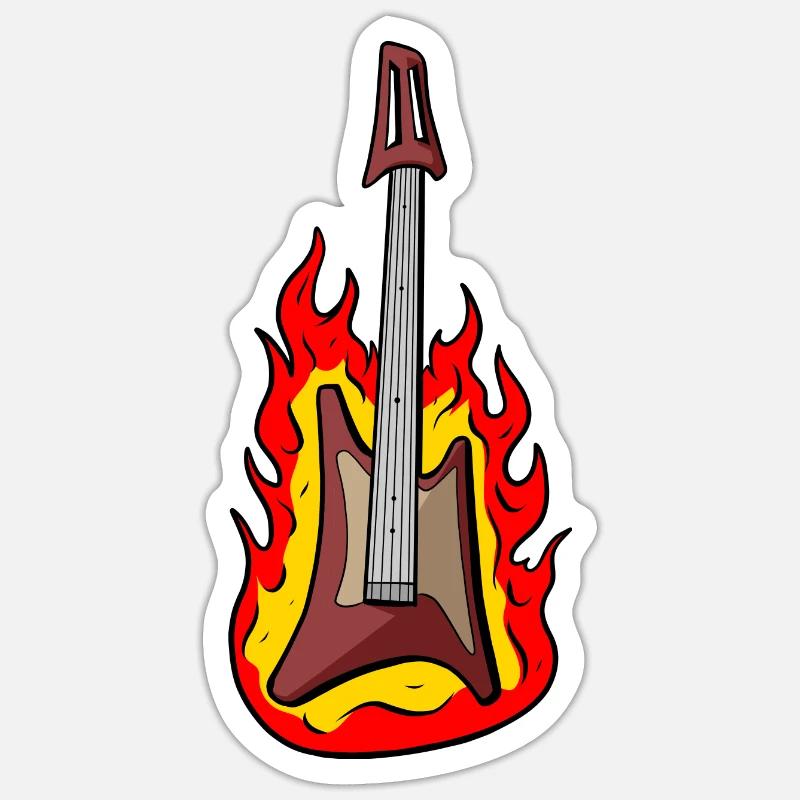 Cool Burning Guitar Sticker size S (10 x 10 cm)