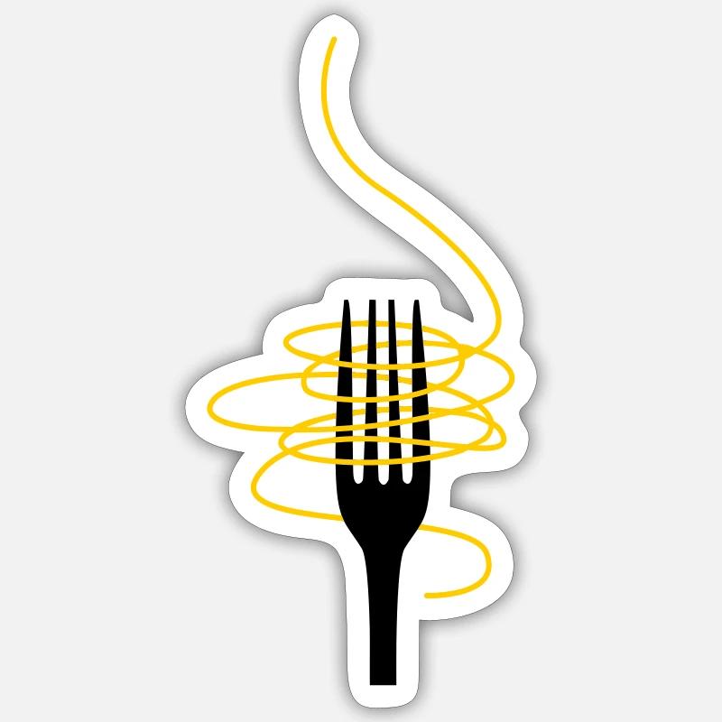 Gabel mit Spaghetti - Sticker Größe S (10 x 10 cm) - Mattweiß