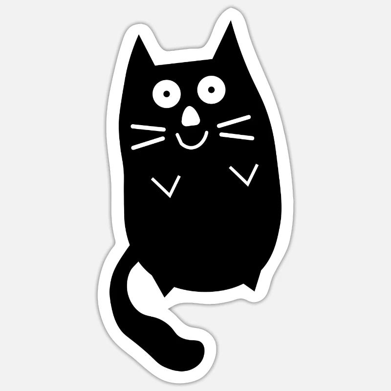 Chubby cute black cat - Sticker size S (10 x 10 cm) - white matte