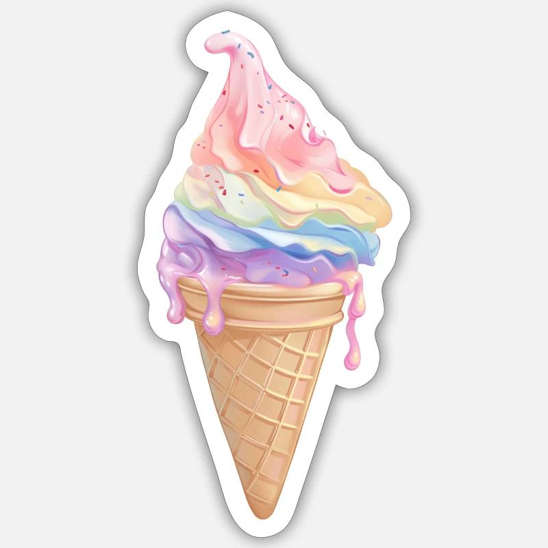 Pastell-Regenbogen-Eis Sticker Größe S (10 x 10 cm)