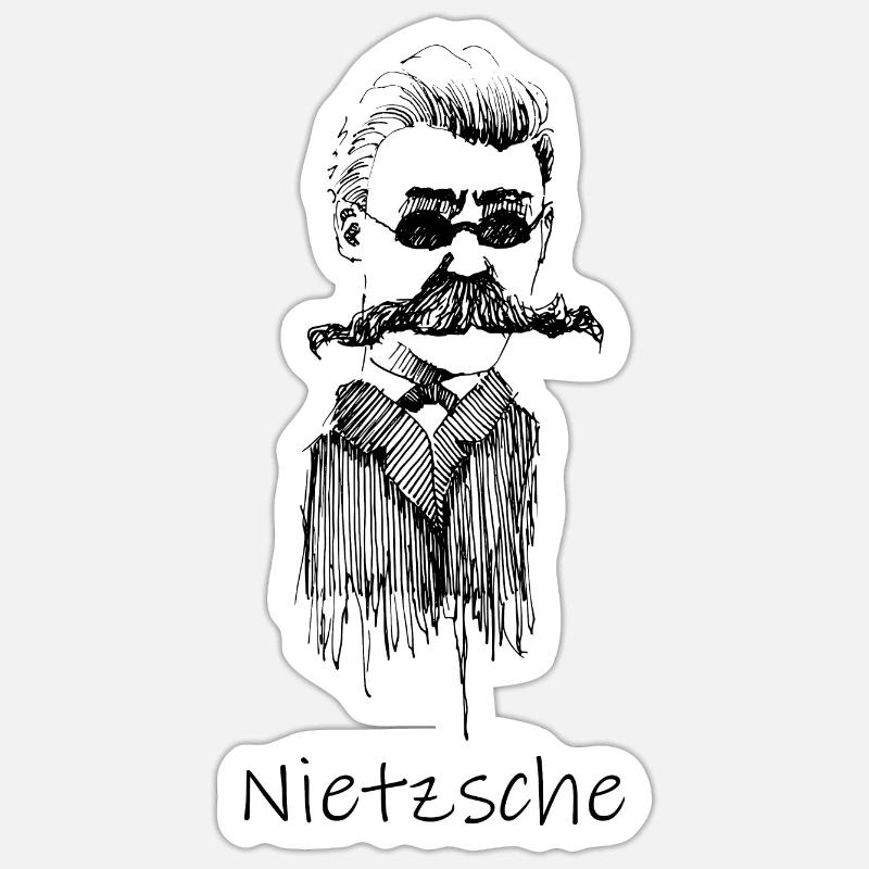 Nietzsche - Sticker taille S (10 x 10 cm) - blanc mat