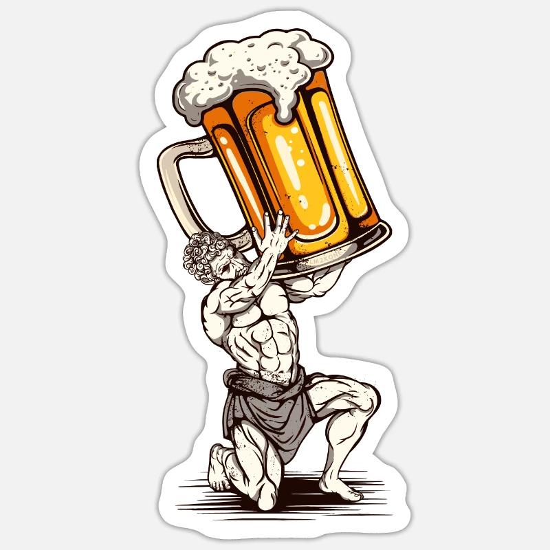 Statue bière - Sticker taille S (10 x 10 cm) - blanc mat