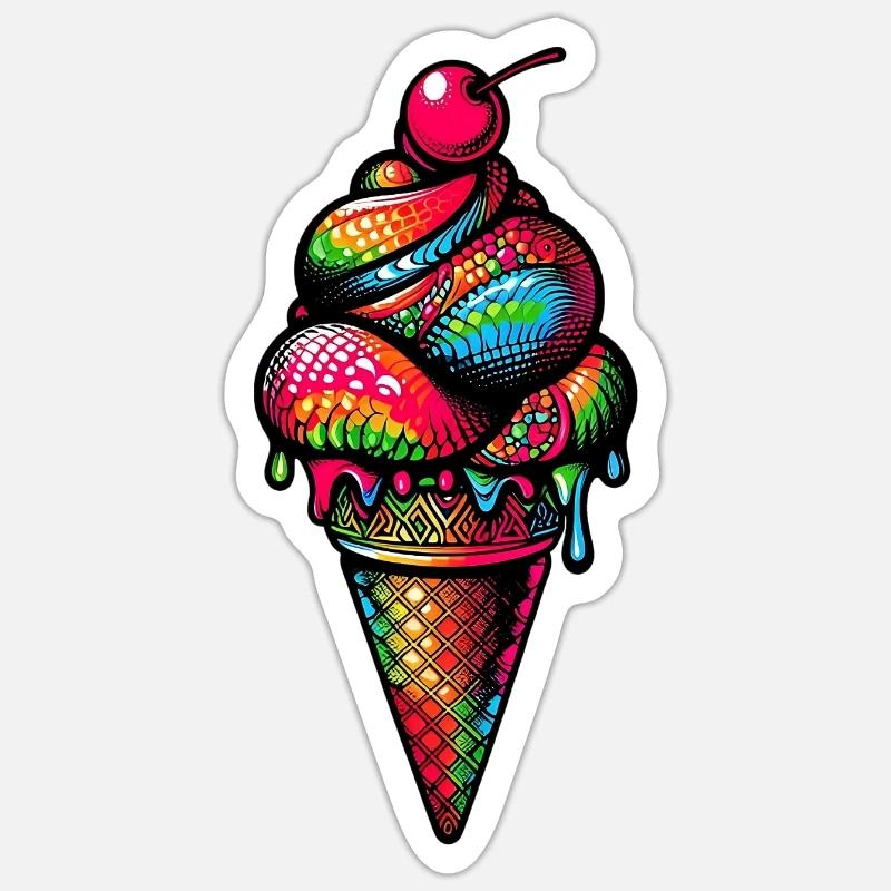 Cornet de crème glacée Popsicle Sticker taille S (10 x 10 cm)
