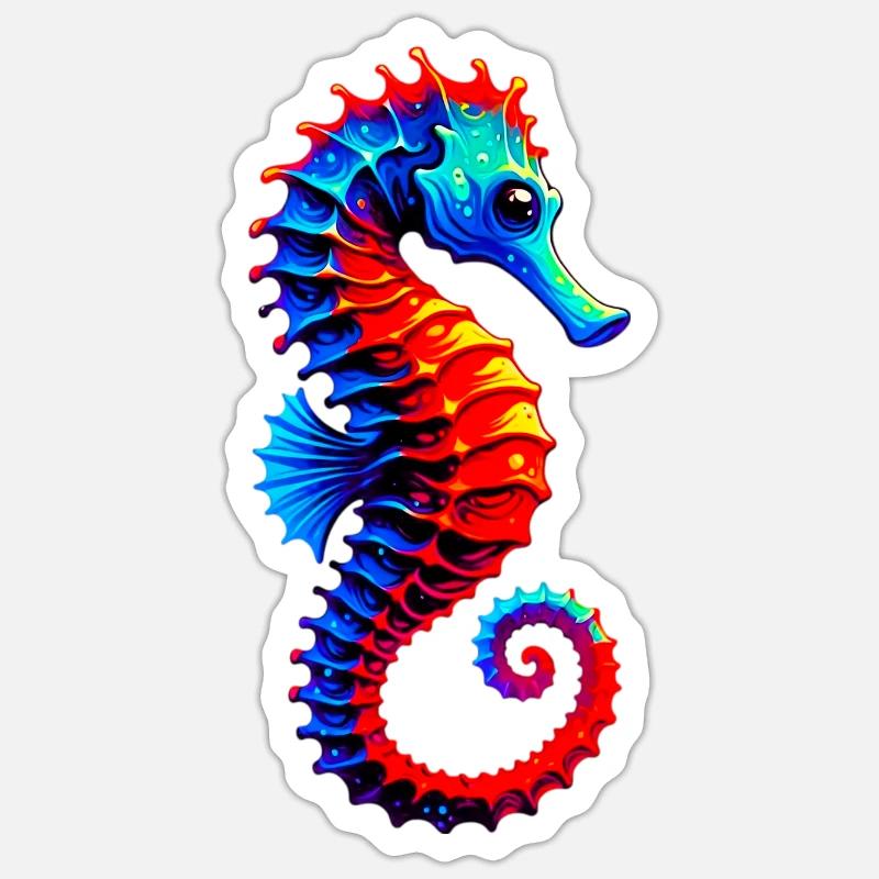 Hippocampe - Sticker taille S (10 x 10 cm) - blanc mat