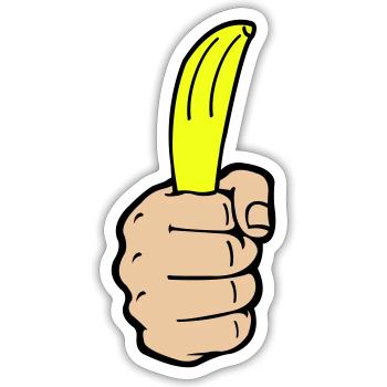 Banane à la main - Sticker taille S (10 x 10 cm) - blanc mat - Devant