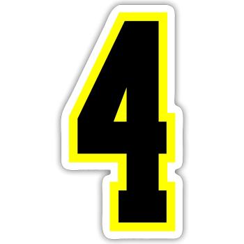 4 Number Leotard - Sticker size S (10 x 10 cm) - white matte - Front
