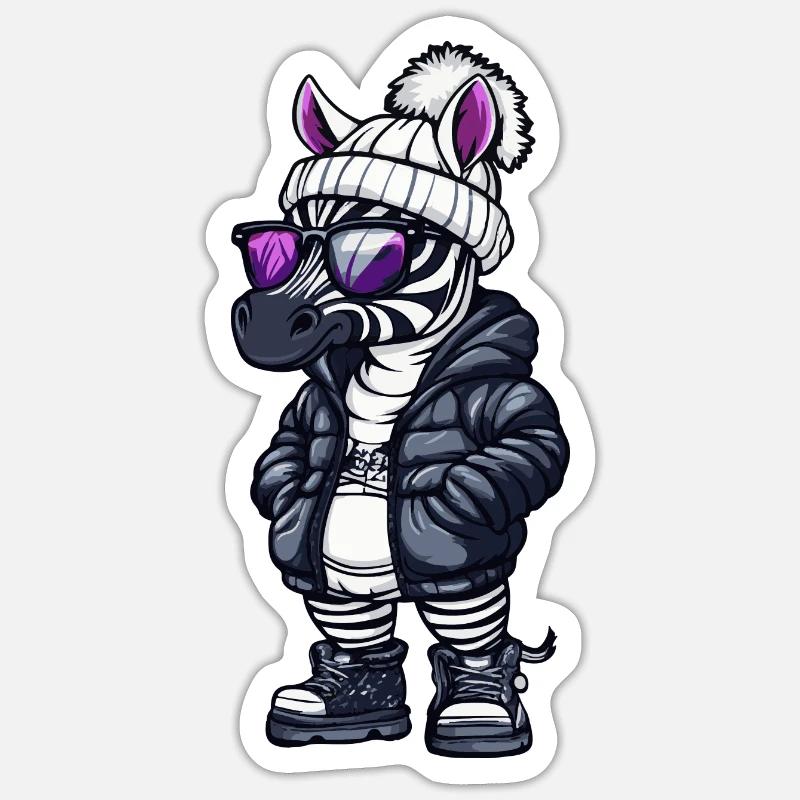 Zebra Winter - Sticker size S (10 x 10 cm) - white matte