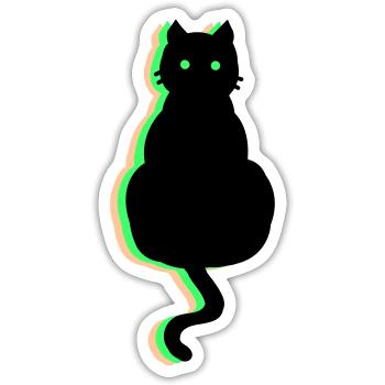 Neon Katze - Sticker Größe S (10 x 10 cm) - Mattweiß - Vorne