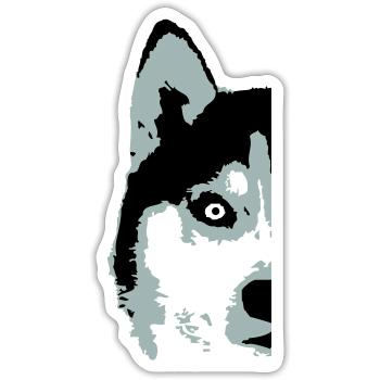 Hund Weißer Husky Halbes Gesicht Kopf Schön Cool - Sticker Größe S (10 x 10 cm) - Mattweiß - Vorne