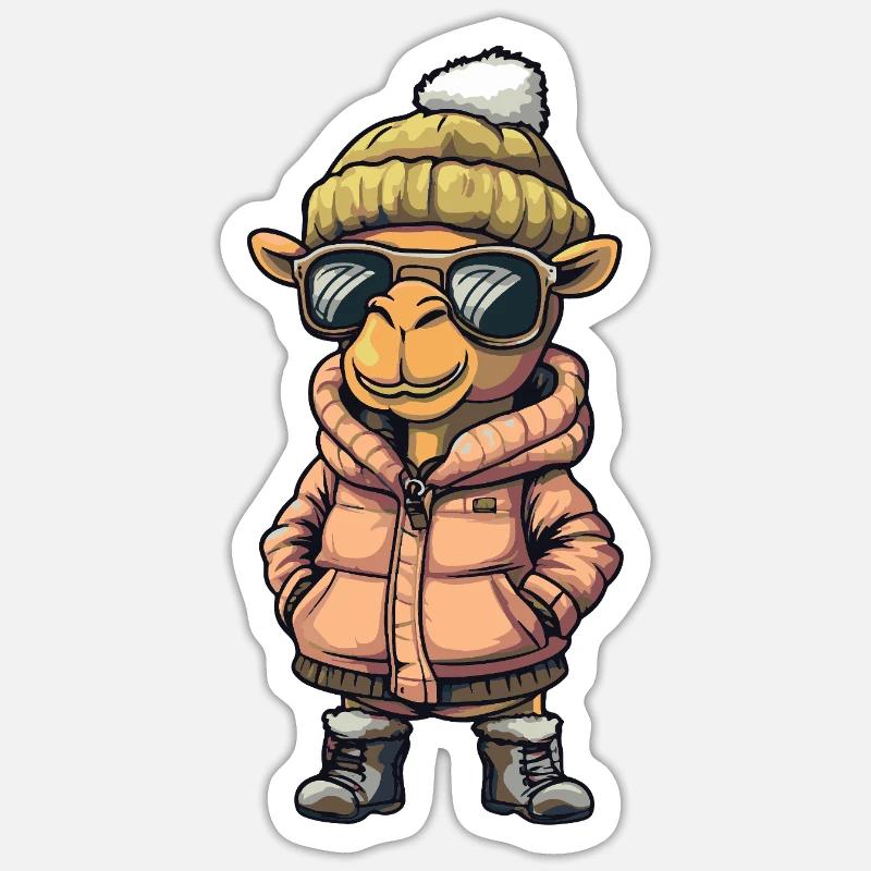 Camel Cool Bande dessinée - Sticker taille S (10 x 10 cm) - blanc mat