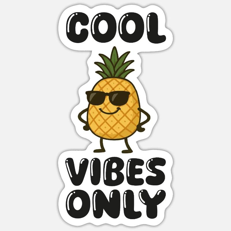 Bande dessinée ananas Sticker taille S (10 x 10 cm)