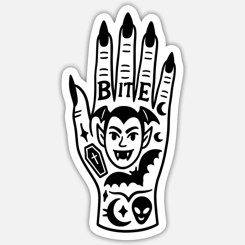 Main de vampire - Sticker taille S (10 x 10 cm) - blanc mat