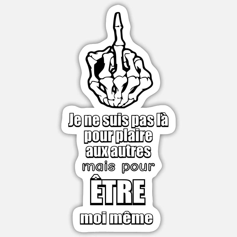 Doigt d'honneur (je suis moi même) - Sticker taille S (10 x 10 cm) - blanc mat