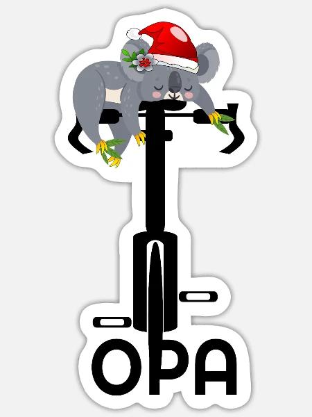 WEIHNACHTEN OPA FAHRRAD - Sticker Größe S (10 x 10 cm) - Mattweiß
