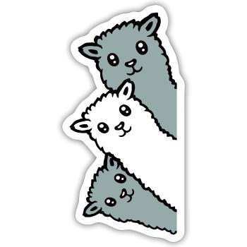 3 Alpacas Llamas Looking Curious Animal Heads Joy - Sticker size S (10 x 10 cm) - white matte - Front