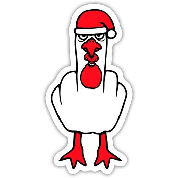 Seagull Middle Finger Fuck You Angry Christmas - Sticker size S (10 x 10 cm) - white matte - Front