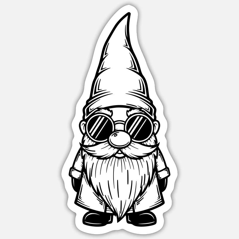 Cool gnome with sunglasses - Sticker size S (10 x 10 cm) - white matte