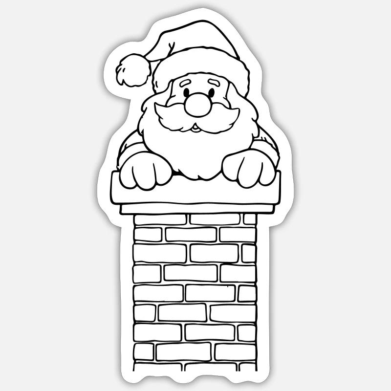 Weihnachtsmann Schornstein Lustig - Sticker Größe S (10 x 10 cm) - Mattweiß