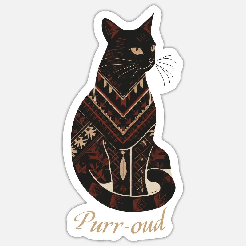 Native AmeriCan Purr-oud Cat lover texture pattern Sticker size S (10 x 10 cm)