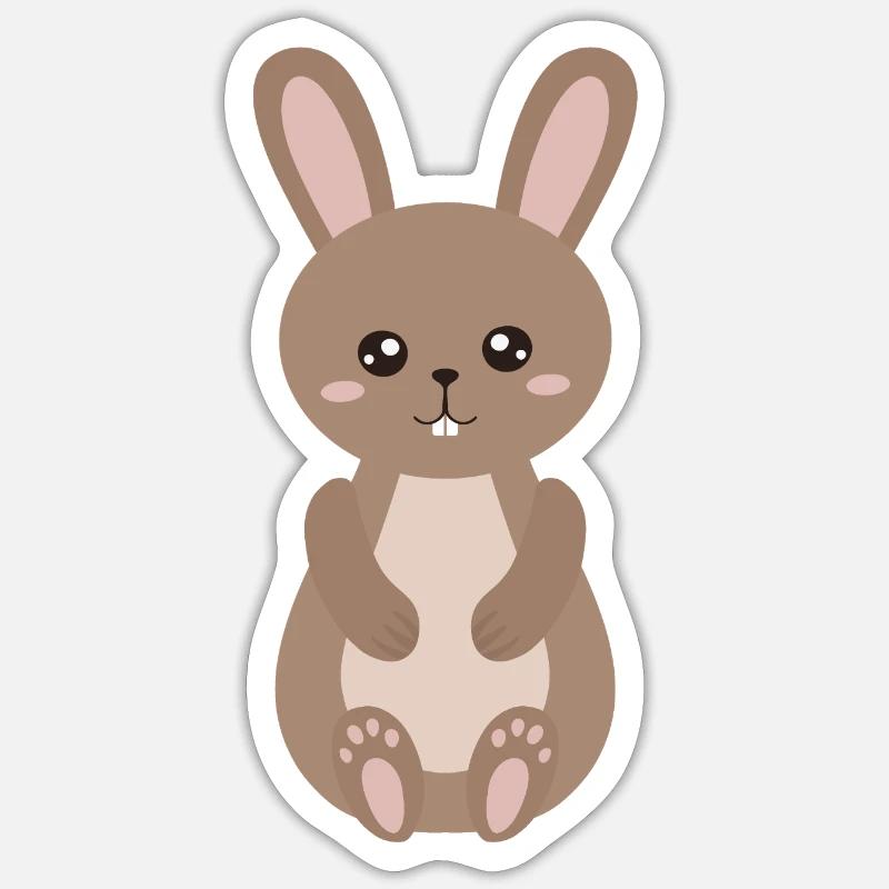 Charming Bunny Plush Illustration - Sticker size S (10 x 10 cm) - white matte