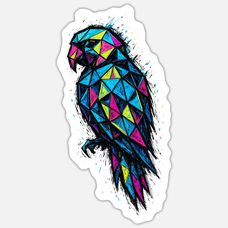 Low Poly Parrot: Colorful Geometry Sticker size S (10 x 10 cm)