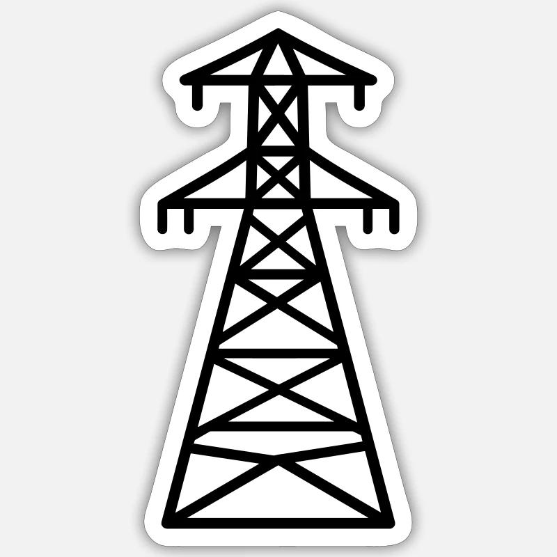 pylône électrique - Sticker taille S (10 x 10 cm) - blanc mat