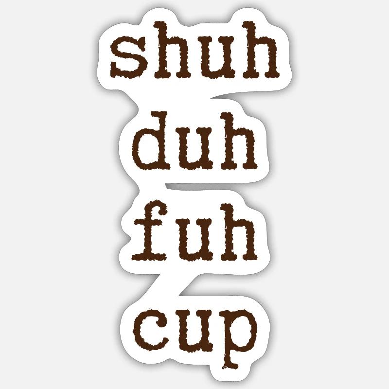 Rust-colored word art on mug Sticker size S (10 x 10 cm)