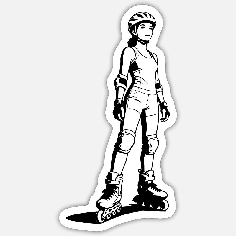 Inline-Skating - Sticker Größe S (10 x 10 cm) - Mattweiß