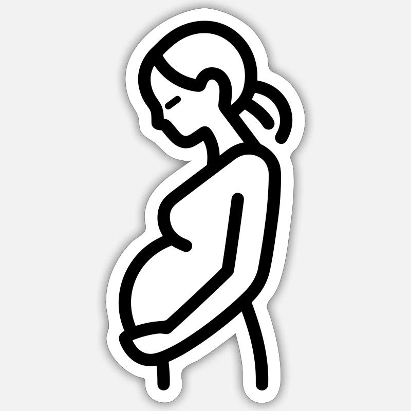 femme enceinte - Sticker taille S (10 x 10 cm) - blanc mat