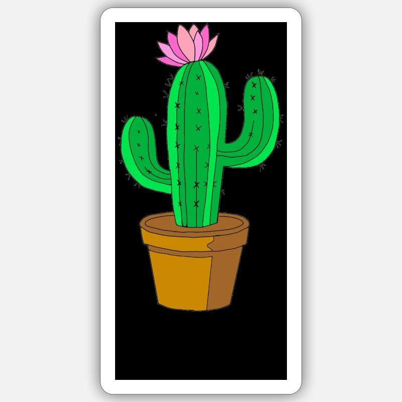 cactus - Sticker taille S (10 x 10 cm) - blanc mat