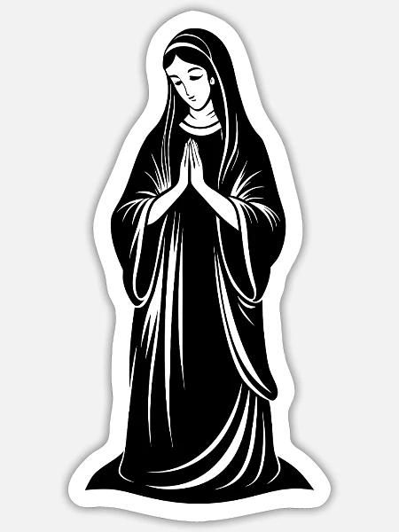 Jungfrau Maria betet - Sticker Größe S (10 x 10 cm) - Mattweiß