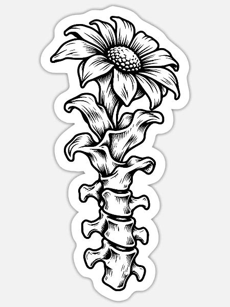 Gänseblümchen und gotischer Rücken - Sticker Größe S (10 x 10 cm) - Mattweiß