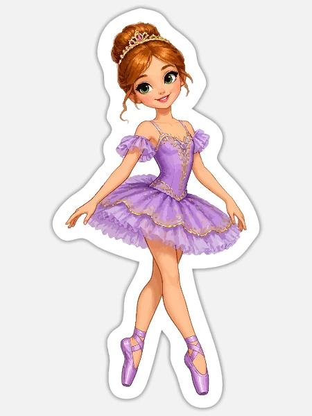 Lavendel Prinzessin Ballett Design - Sticker Größe S (10 x 10 cm) - Mattweiß