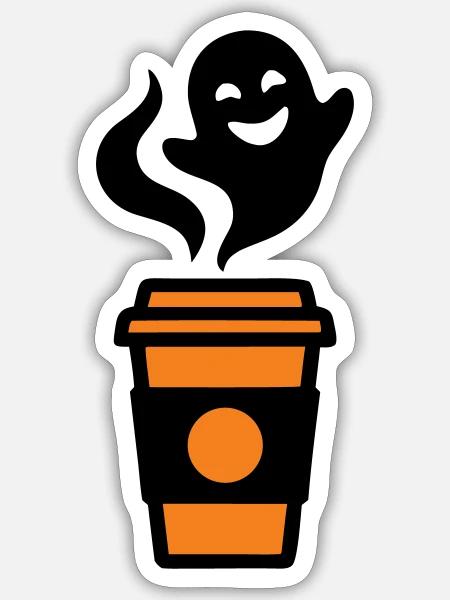 Kaffeebecher Geist Halloween Logo - Sticker Größe S (10 x 10 cm) - Mattweiß
