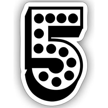 5. 5 JAHRE. 5-JÄHRIGES JUBILÄUM. 5-JÄHRIGES JUBILÄUM. 5. - Sticker Größe S (10 x 10 cm) - Mattweiß - Vorne