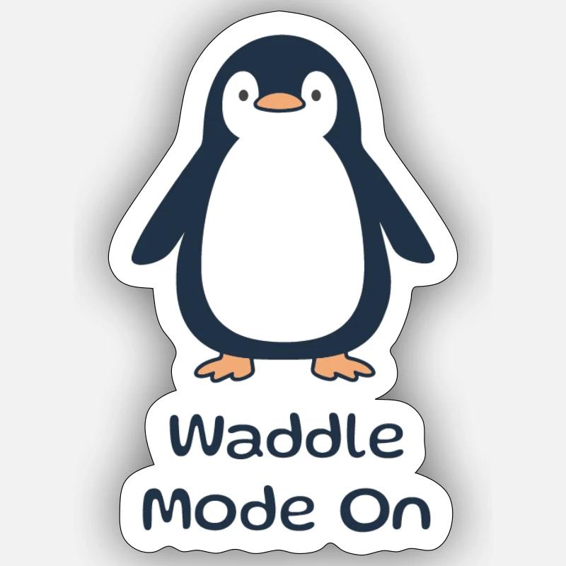 Waddle Mode On Shirt – Cute Penguin Tee Sticker Größe S (10 x 10 cm)