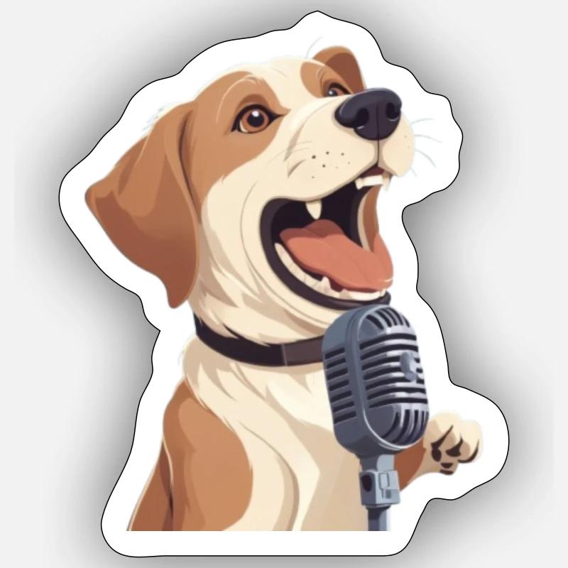 Singender Hund Sticker Größe S (10 x 10 cm)