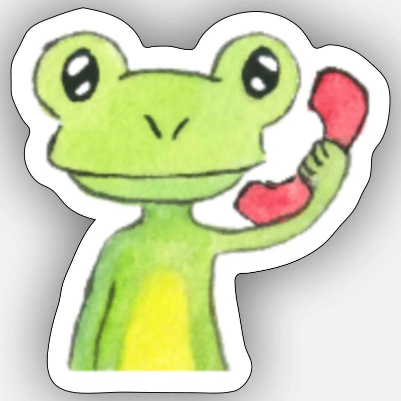 Frosch am Telefon - Sticker Größe S (10 x 10 cm) - Mattweiß