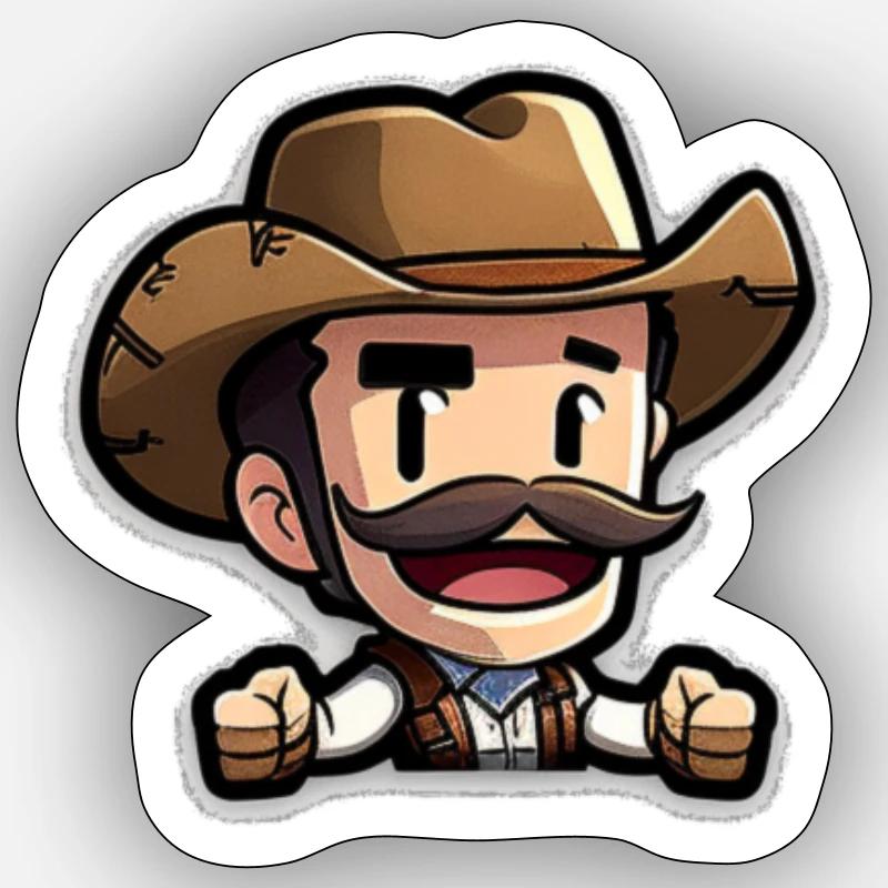 HappyCowboy - Sticker taille S (10 x 10 cm) - blanc mat