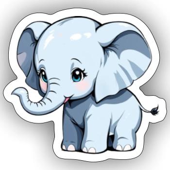Bébé éléphant - Sticker taille S (10 x 10 cm) - blanc mat - Devant