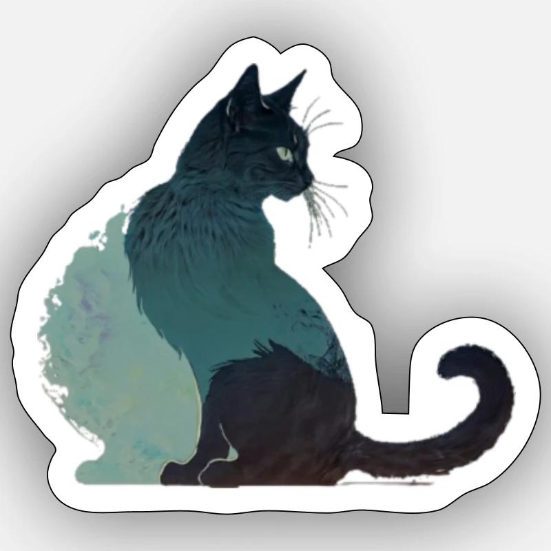 schwarze Katze Sticker Größe S (10 x 10 cm)