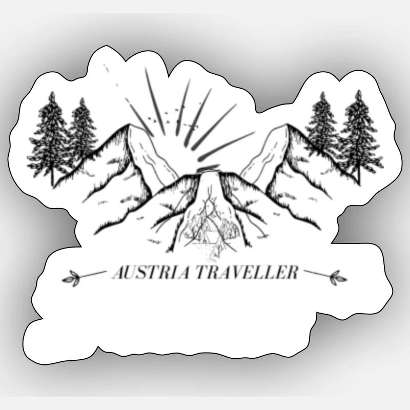 Austria Traveller - Sticker Größe S (10 x 10 cm) - Mattweiß