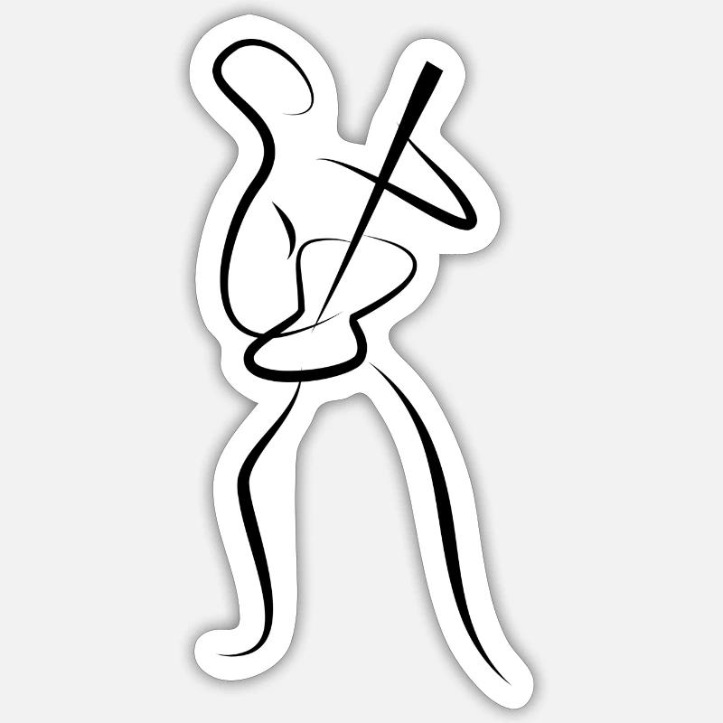 guitariste - Sticker taille S (10 x 10 cm) - blanc mat