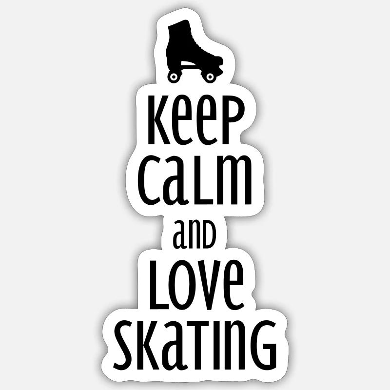 Reste calme et aime patiner - Sticker taille S (10 x 10 cm) - blanc mat